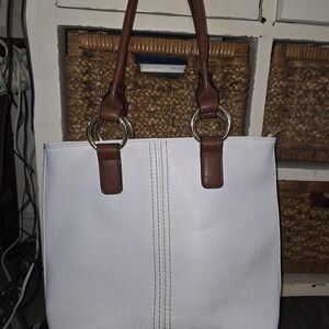 Elegant White and Brown Tote Bag